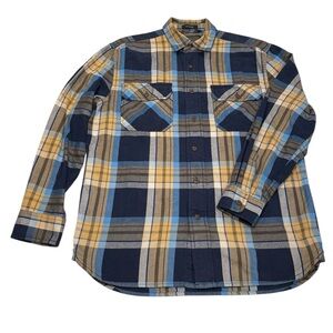 Pendleton Shirt Mens‎ Medium Blue Plaid Burnside Doublebrushed Flannel Pockets